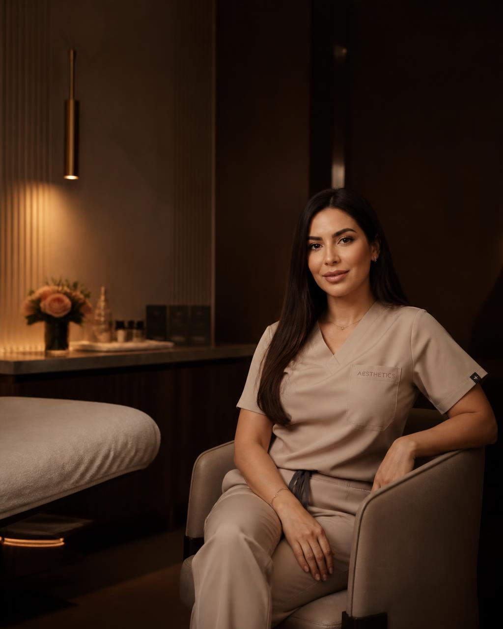The founder and owner of Clinique Modèlè Aesthetics in the clinic treatment room